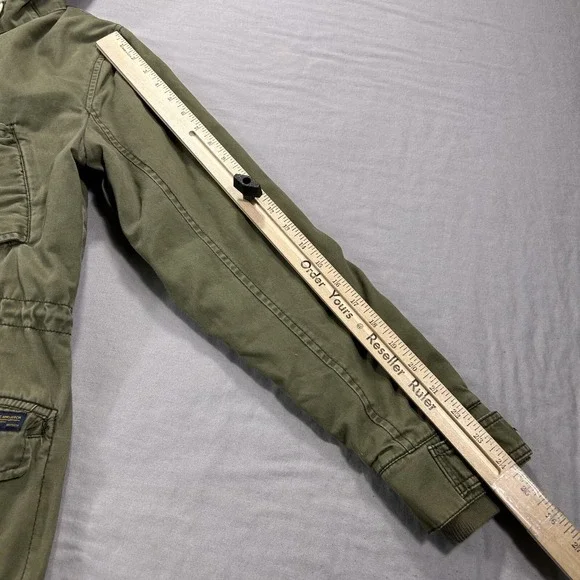 VTG Abercrombie & Fitch Jacket Mens XS Green Military Army Field Coat Lined Hood